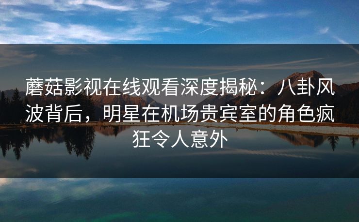 蘑菇影视在线观看深度揭秘：八卦风波背后，明星在机场贵宾室的角色疯狂令人意外