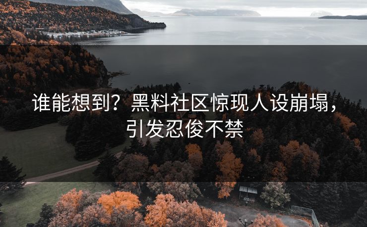 谁能想到？黑料社区惊现人设崩塌，引发忍俊不禁