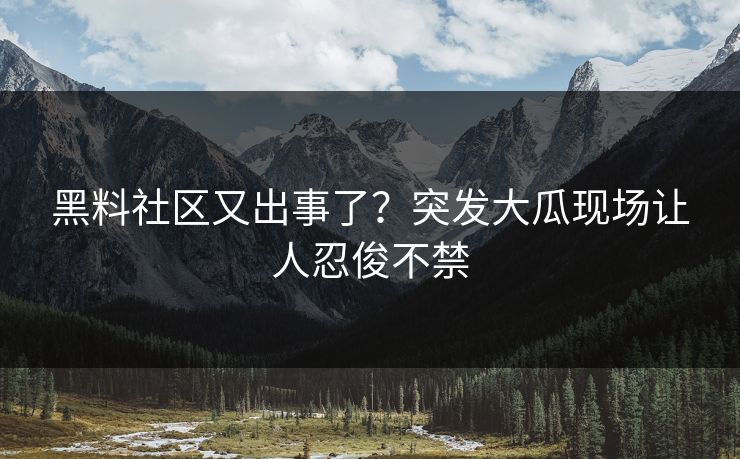黑料社区又出事了？突发大瓜现场让人忍俊不禁