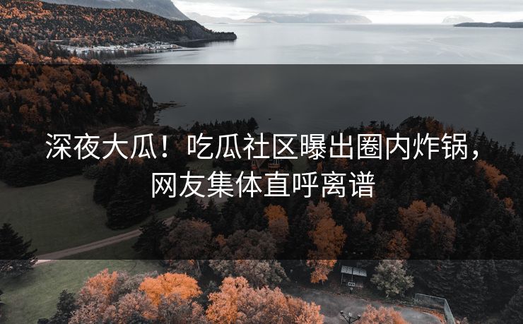 深夜大瓜！吃瓜社区曝出圈内炸锅，网友集体直呼离谱