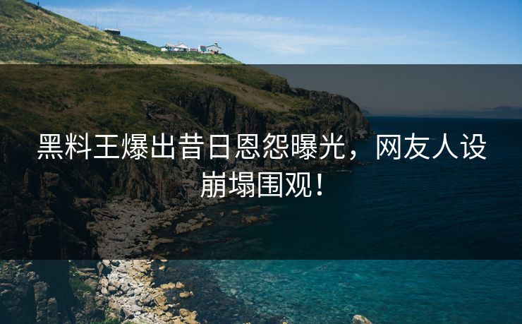 黑料王爆出昔日恩怨曝光，网友人设崩塌围观！