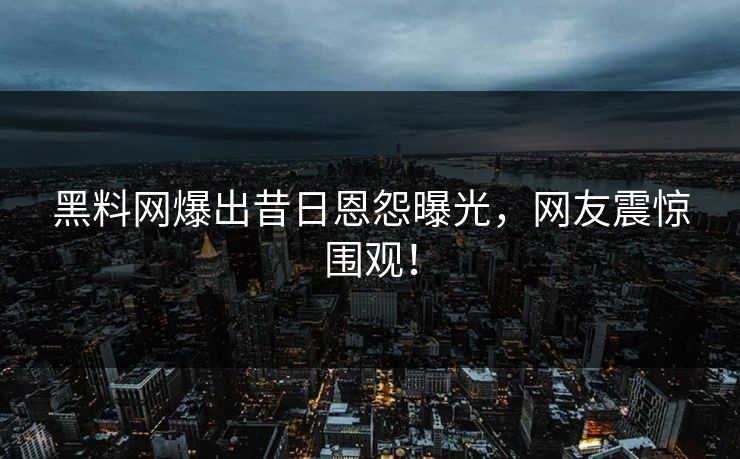 黑料网爆出昔日恩怨曝光，网友震惊围观！