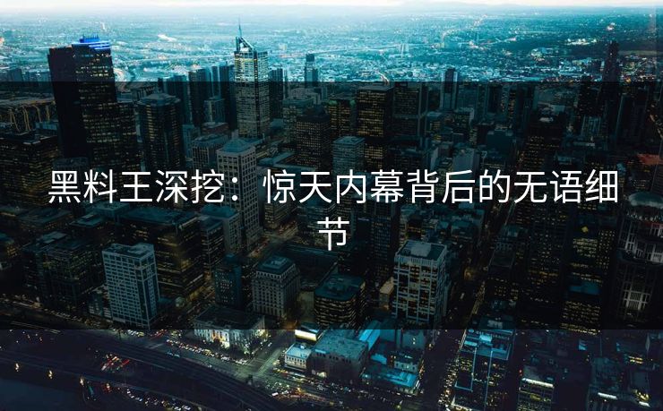 黑料王深挖：惊天内幕背后的无语细节