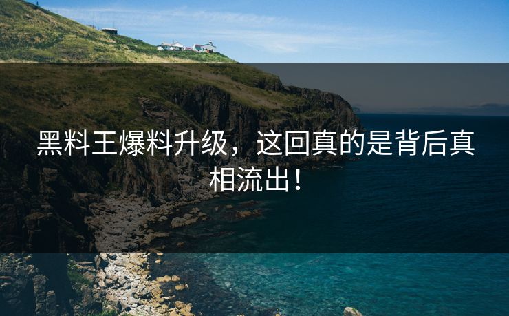 黑料王爆料升级，这回真的是背后真相流出！